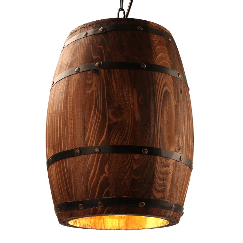 Wood Wine Barrel Pendant Lamp Hanging Unique Kitchen Bar Light Fixtures