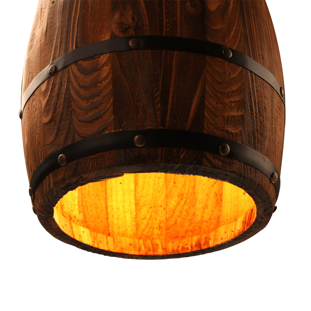 Wood Wine Barrel Pendant Lamp Hanging Unique Kitchen Bar Light Fixtures