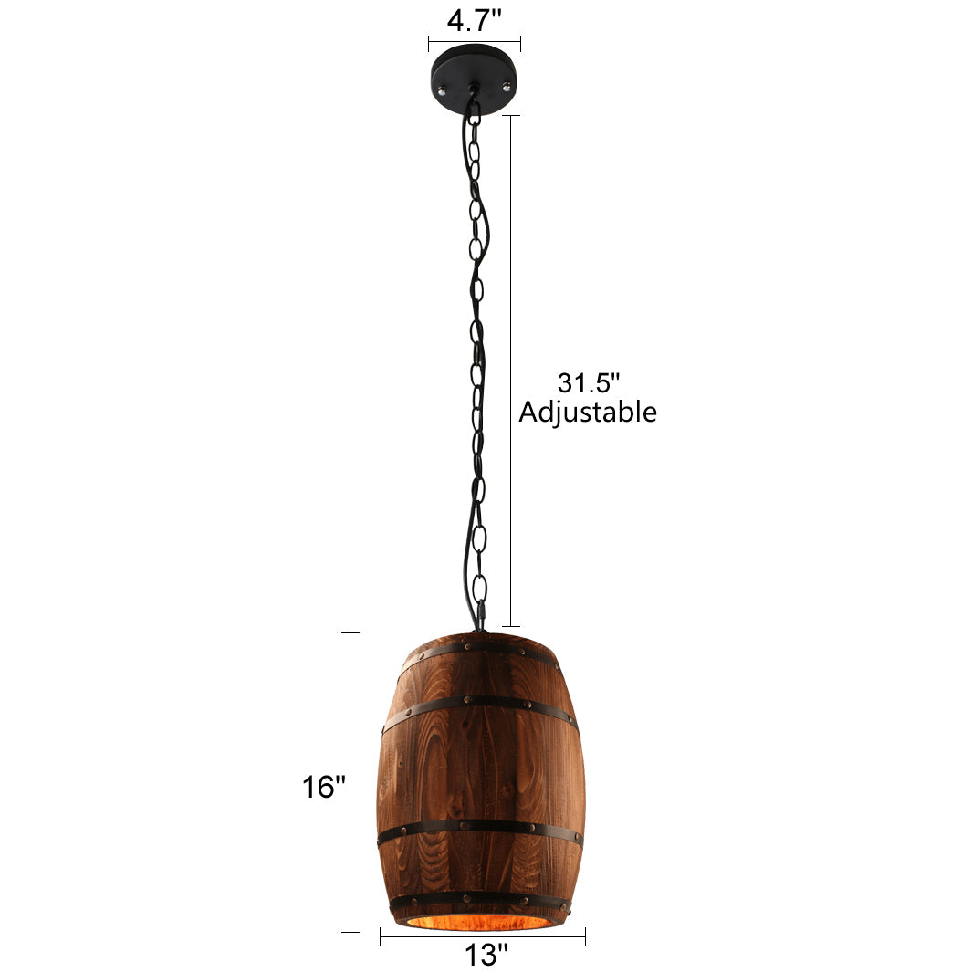 Wood Wine Barrel Pendant Lamp Hanging Unique Kitchen Bar Light Fixtures