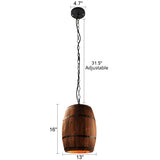 Wood Wine Barrel Pendant Lamp Hanging Unique Kitchen Bar Light Fixtures