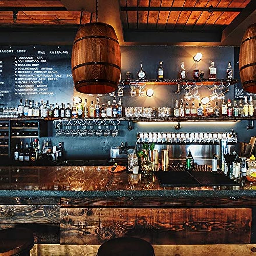 Wood Wine Barrel Pendant Lamp Hanging Unique Kitchen Bar Light Fixtures