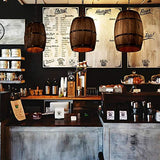 Wood Wine Barrel Pendant Lamp Hanging Unique Kitchen Bar Light Fixtures