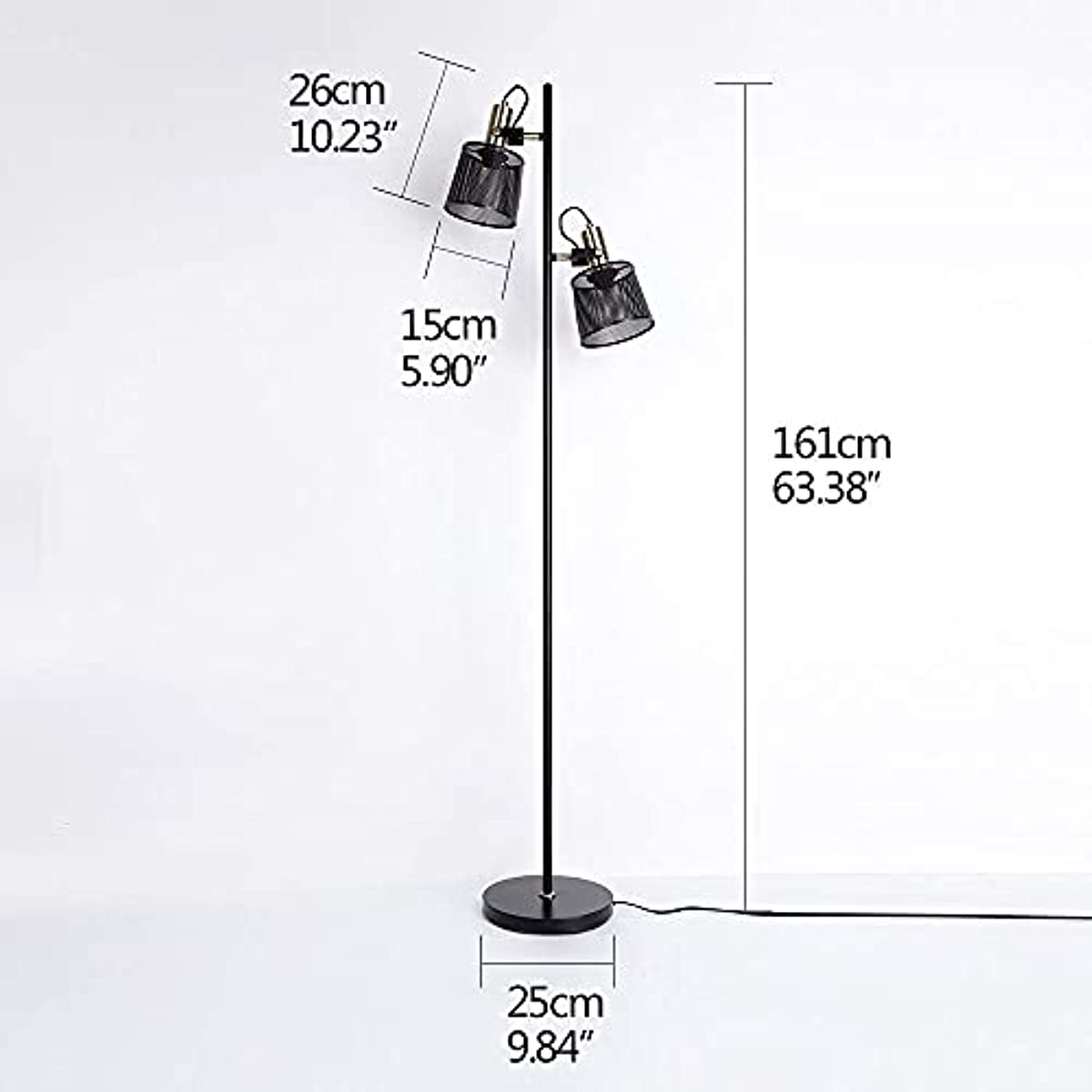 Newrays Industrial Iron Floor Lamps with Adjustable Shade