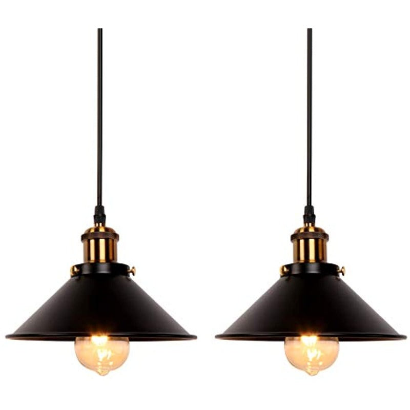 Industrial Retro Black Iron  Pendant Light,2 Pack