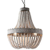 Newrays Wood Beaded Chandelier Pendant Three Lights