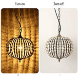 Globe Wood Bead Chandelier Pendant Gray White Finishing