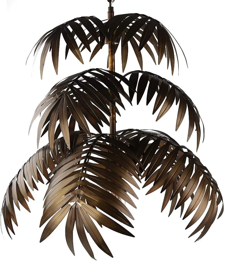 Adjustable Tropical Coconut Leaves Chandelier Unique Rustic Tree Lamps