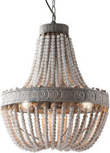 Newrays Wood Beaded Chandelier Pendant Three Lights