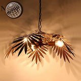 Tropical Coconut Leaves Chandelier, Tree Lights illuminating a cozy space with bronze coconut tree design.
