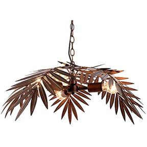 Tropical Coconut Leaves Chandelier, Tree Lights with bronze finish and elaborate leaf design, ideal for vintage decor.